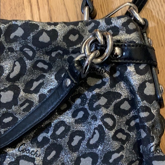 Coach Pleated Silver Metallic Ocelot Purse - Picture 2 of 10